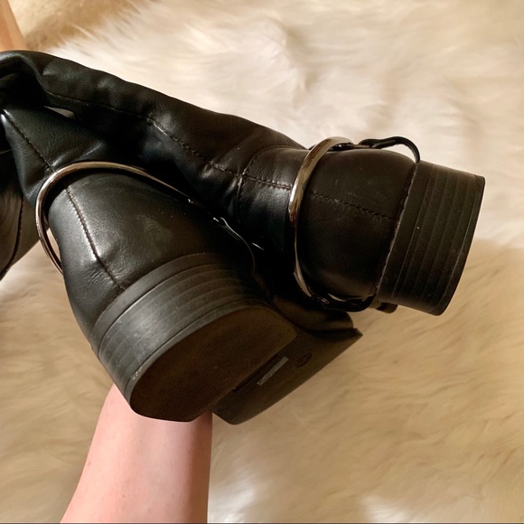 Bamboo Two Toned Black & Brown Vegan Leather Zip Up Riding Boots 7.5 - Picture 6 of 8